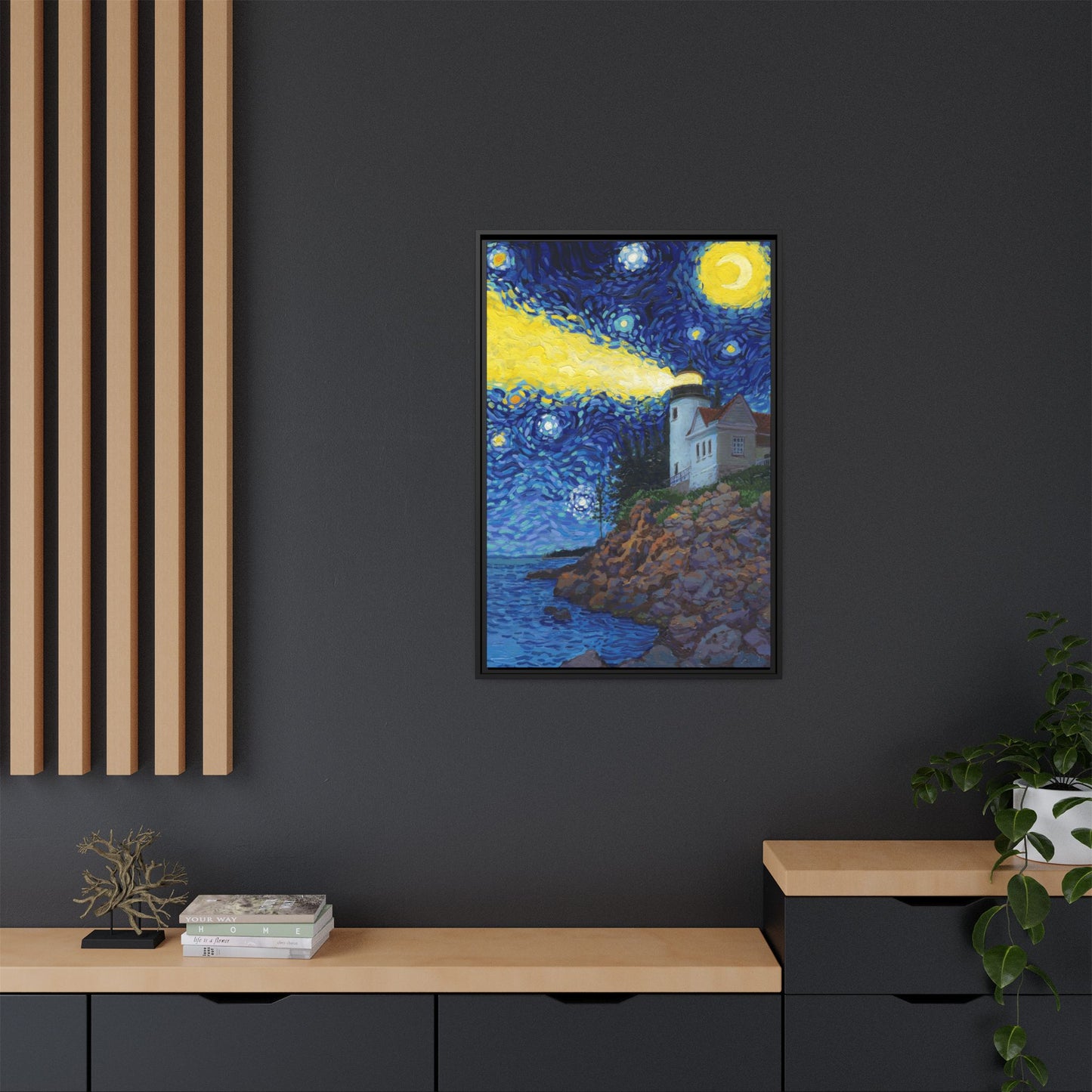 Acadia National Park Framed Canvas - The Starry Night