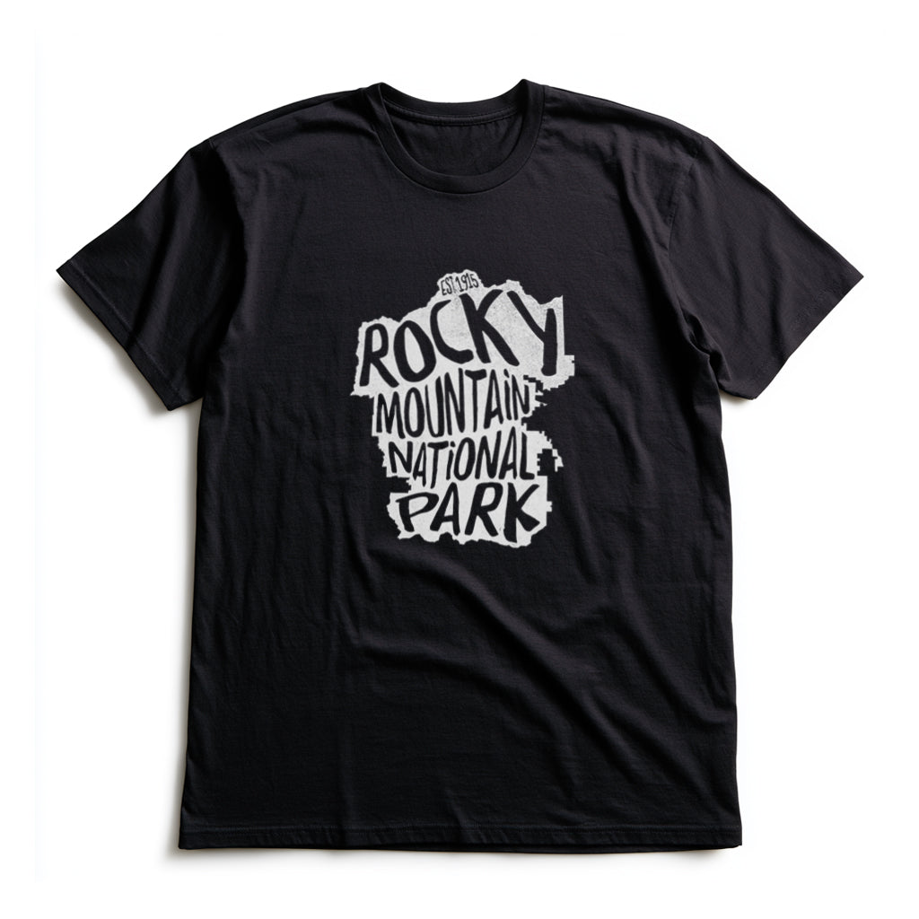 Rocky Mountain National Park T-Shirt - Map in Black