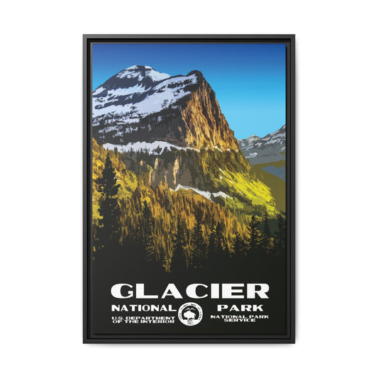 Glacier National Park Framed Canvas - WPA Poster