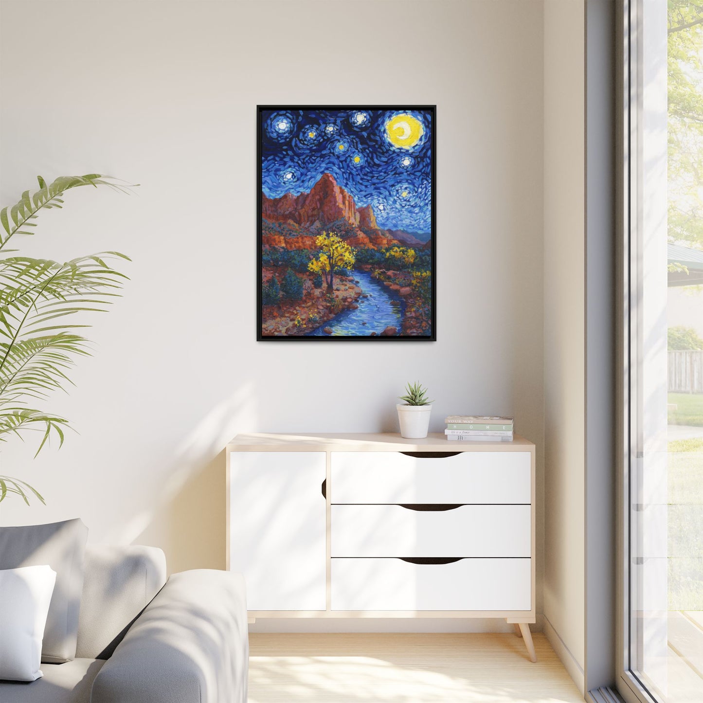 Zion National Park Framed Canvas - The Starry Night