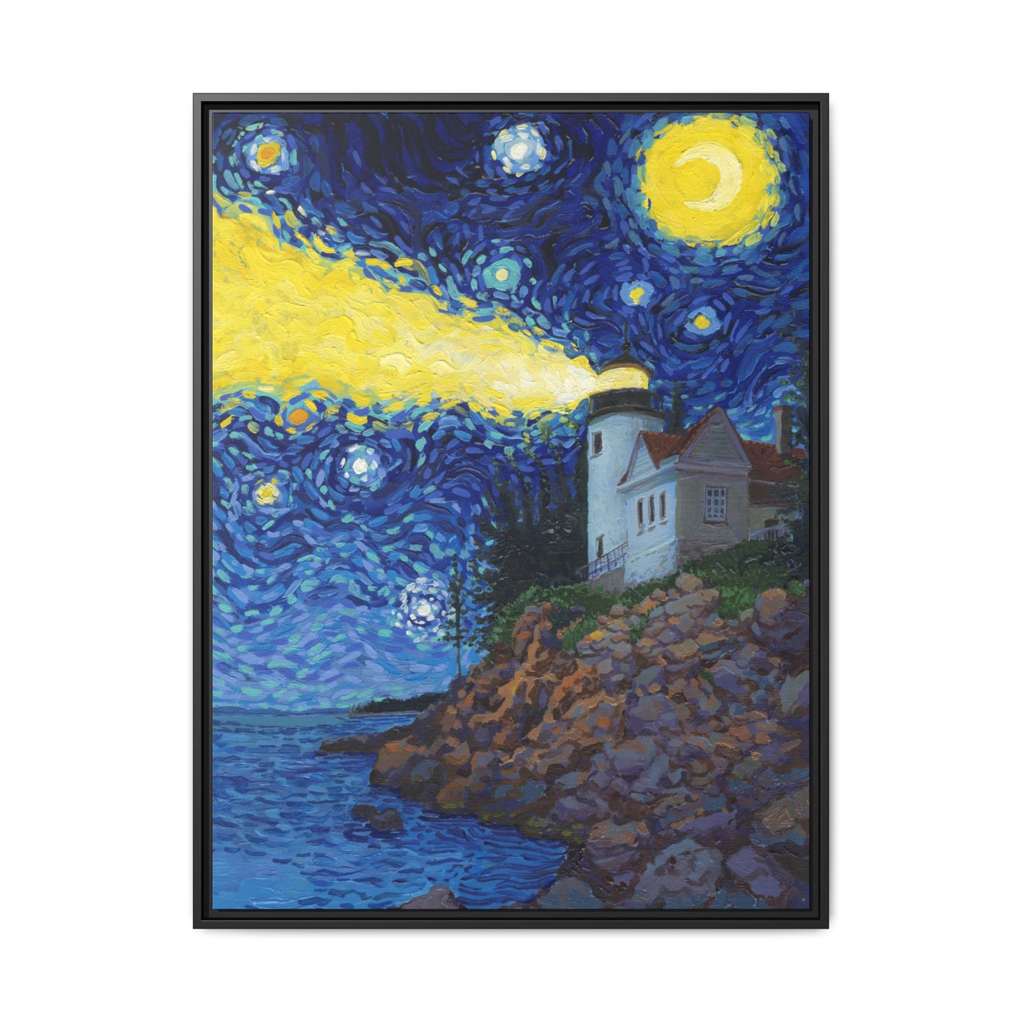 Acadia National Park Framed Canvas - The Starry Night