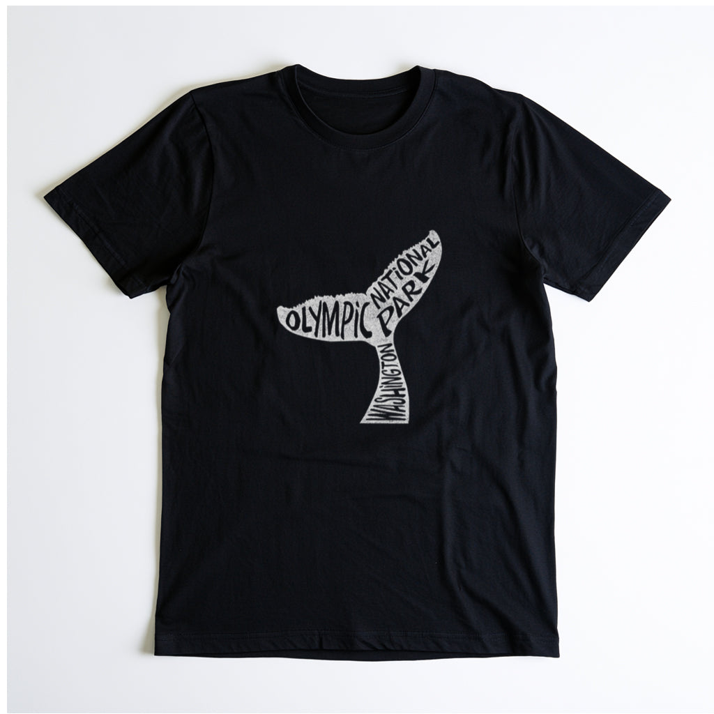 Olympic National Park T-Shirt - Whale Tail in Black