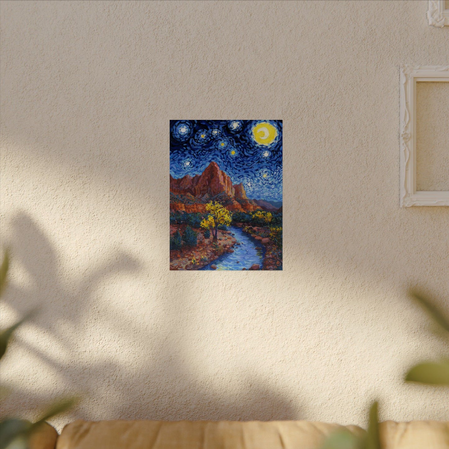 Zion National Park Starry Night Poster - Premium Textured Paper