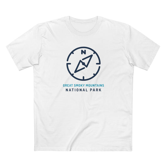 Great Smoky Mountains National Park T-Shirt Compass Design in White