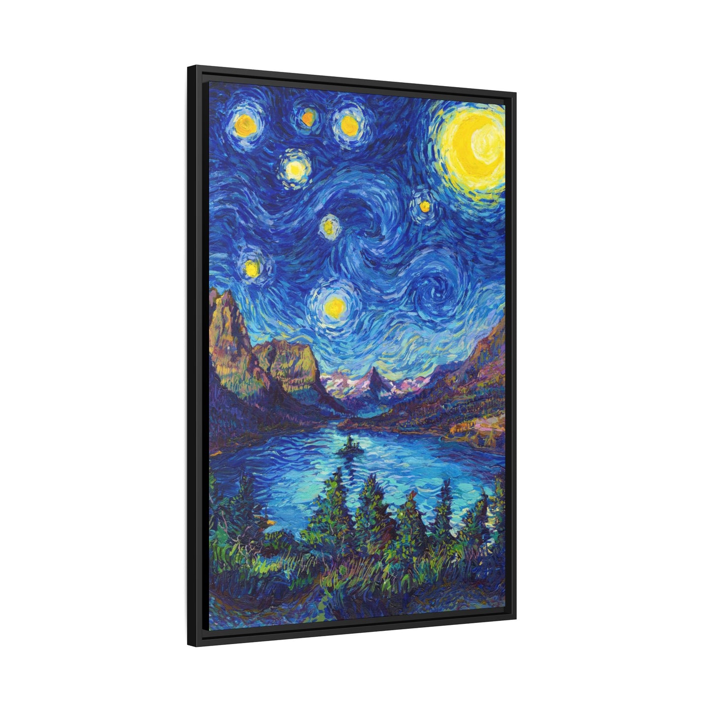 Glacier National Park Framed Canvas - The Starry Night