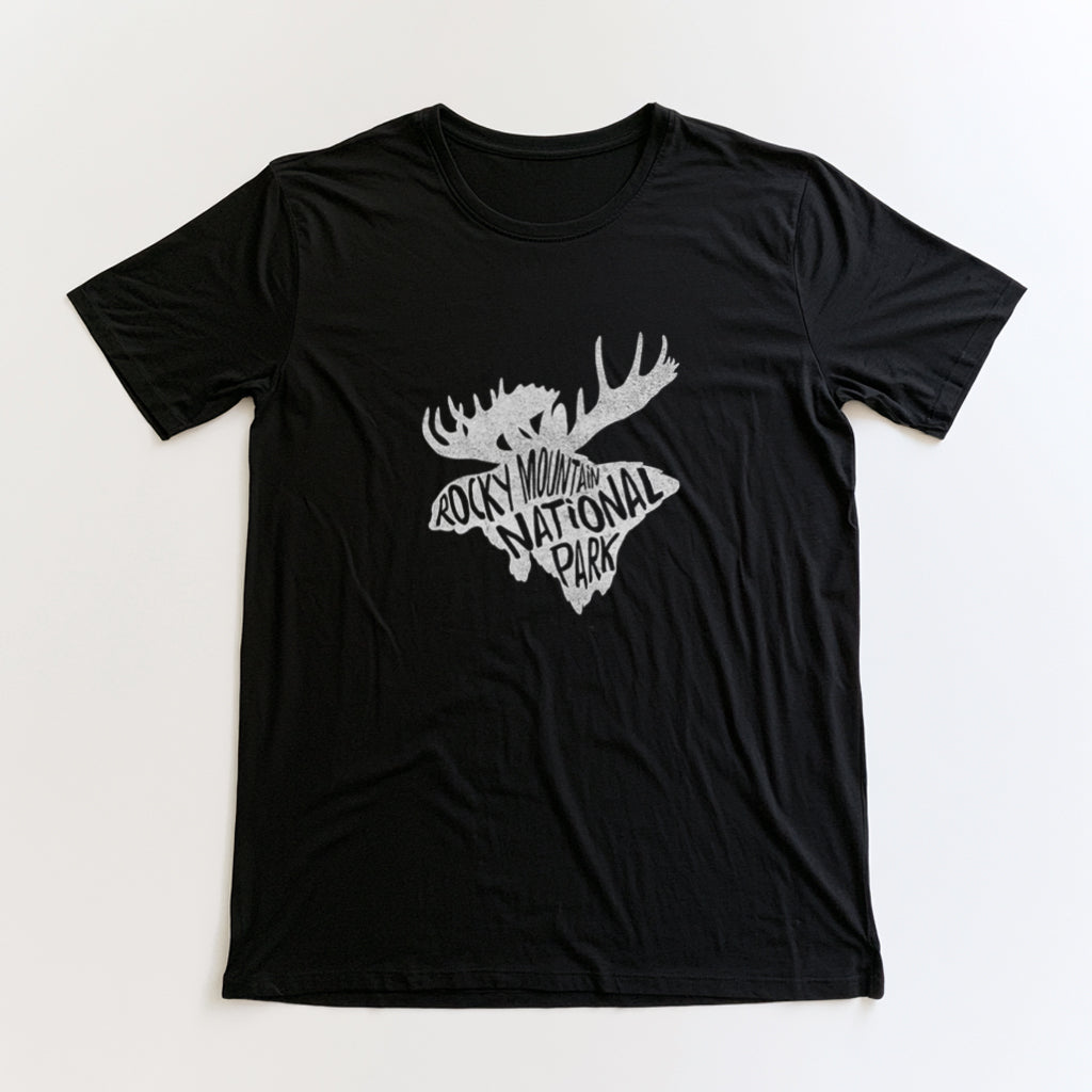 Rocky Mountain National Park T-Shirt - Moose in Black