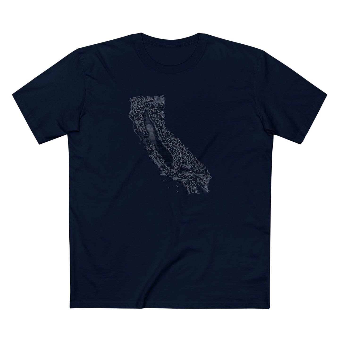 California T-Shirt - Topographical Lines in Navy