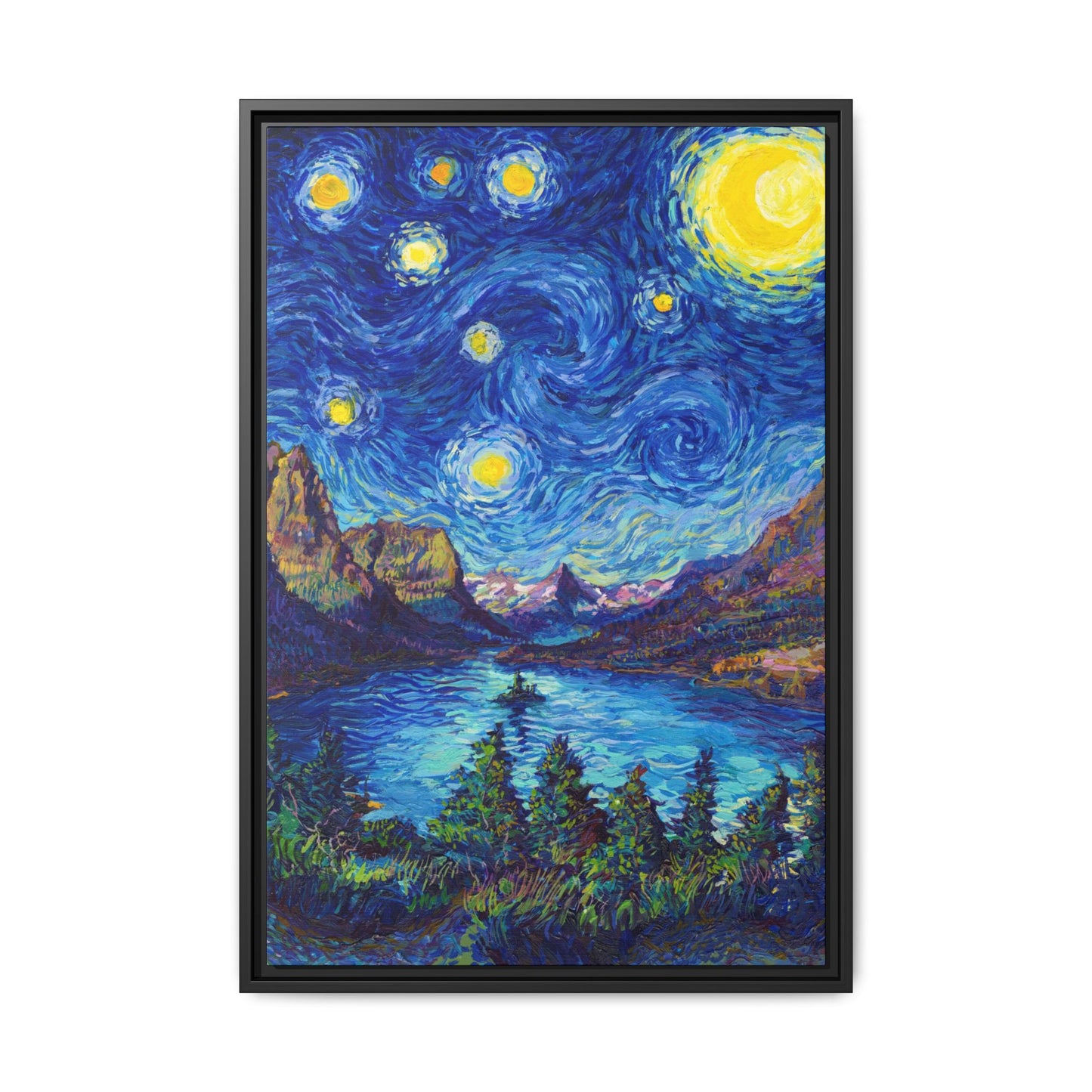 Glacier National Park Framed Canvas - The Starry Night