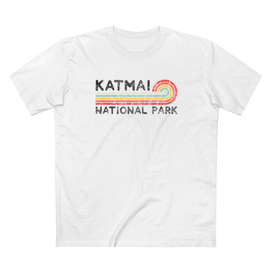 Katmai National Park T-Shirt - Vintage Stretched Sunrise in White