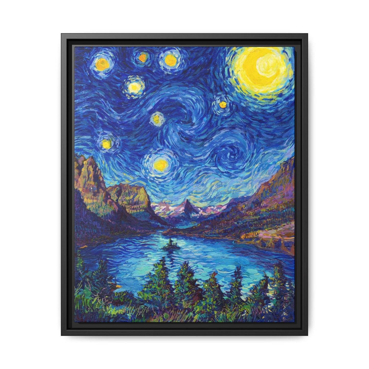 Glacier National Park Framed Canvas - The Starry Night