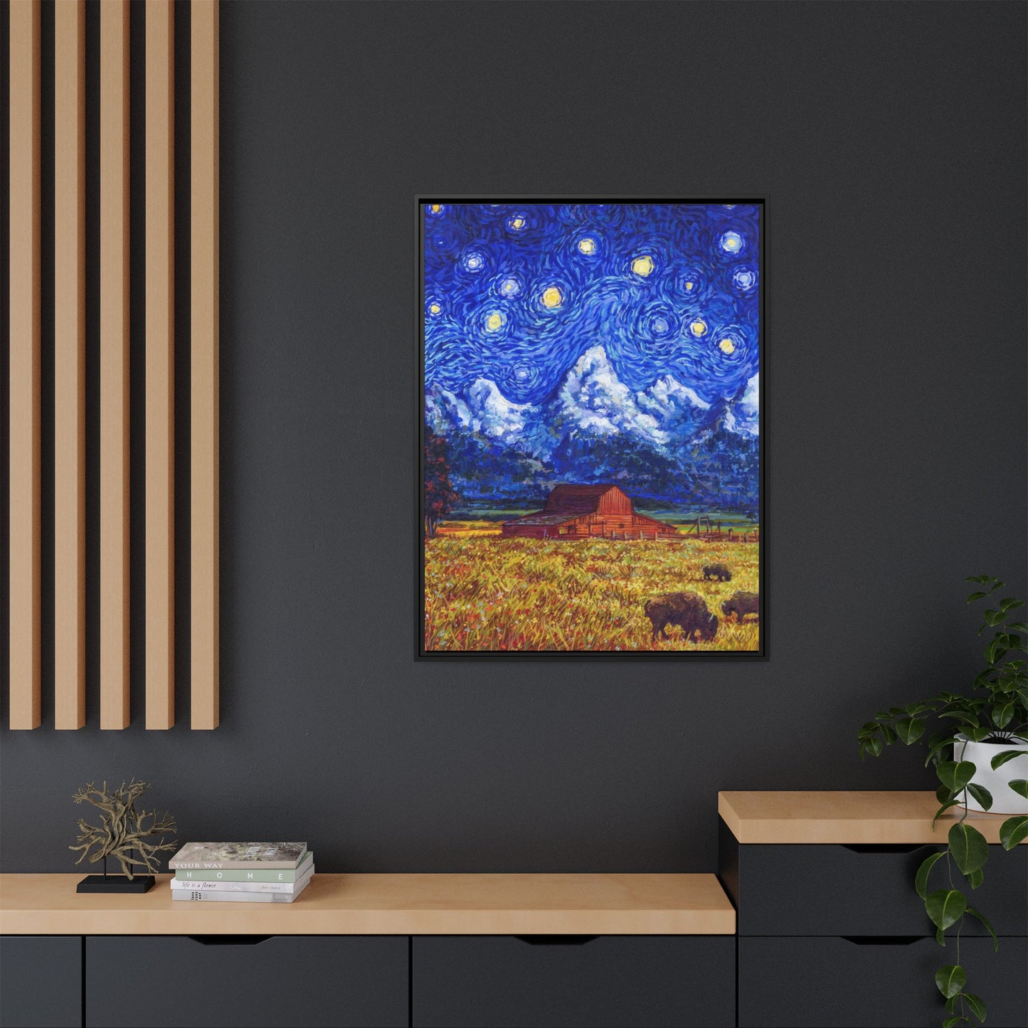 Grand Teton National Park Framed Canvas - The Starry Night