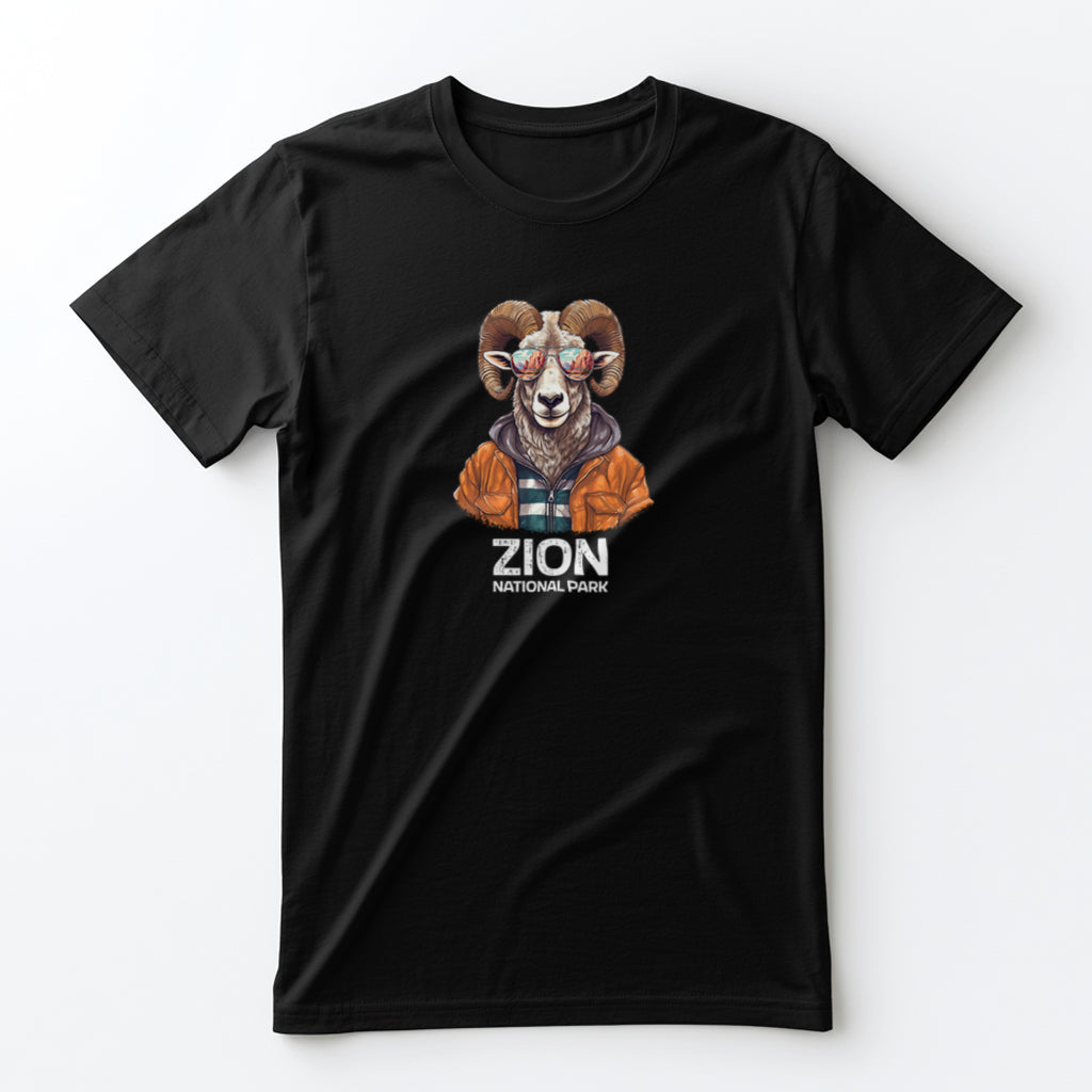 Zion National Park T-Shirt - Bighorn Sheep in Black
