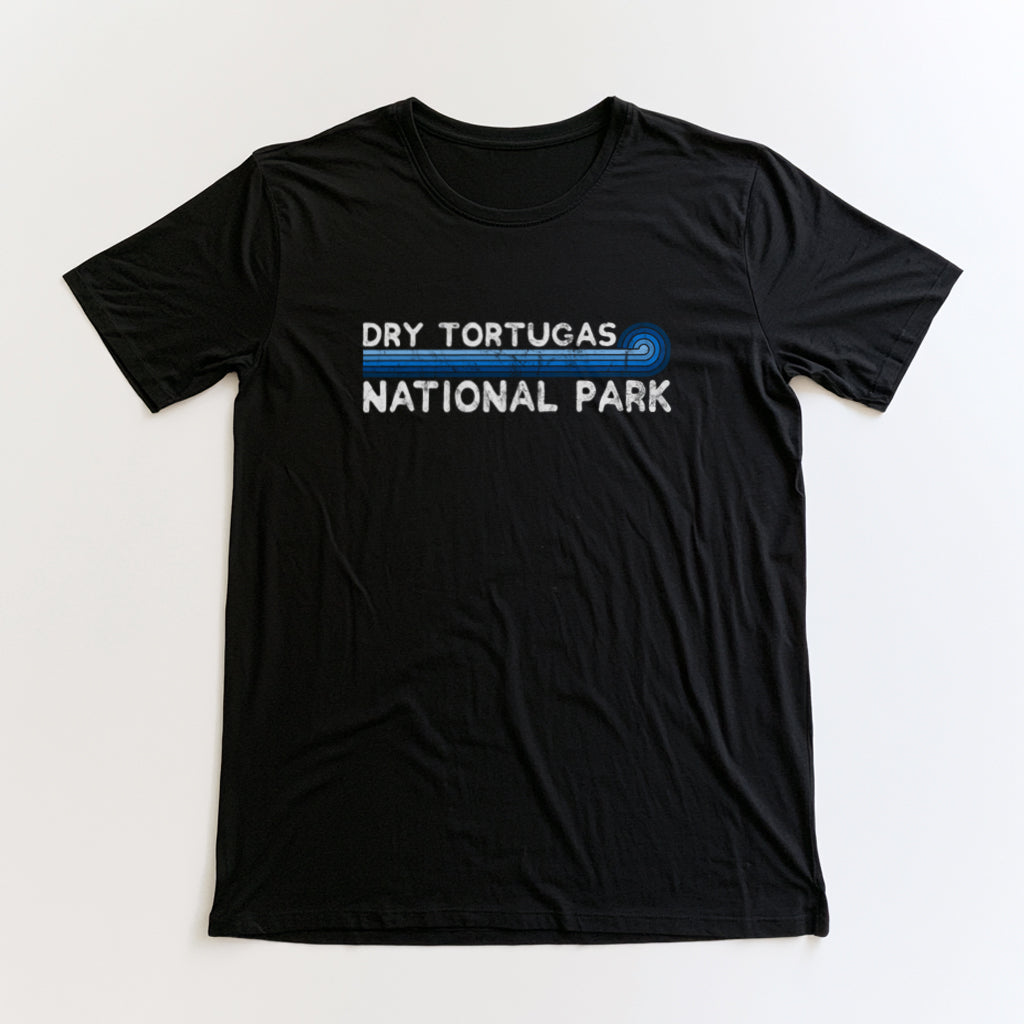 Dry Tortugas National Park T-Shirt - Blue Vintage Stretched Sunrise in Black