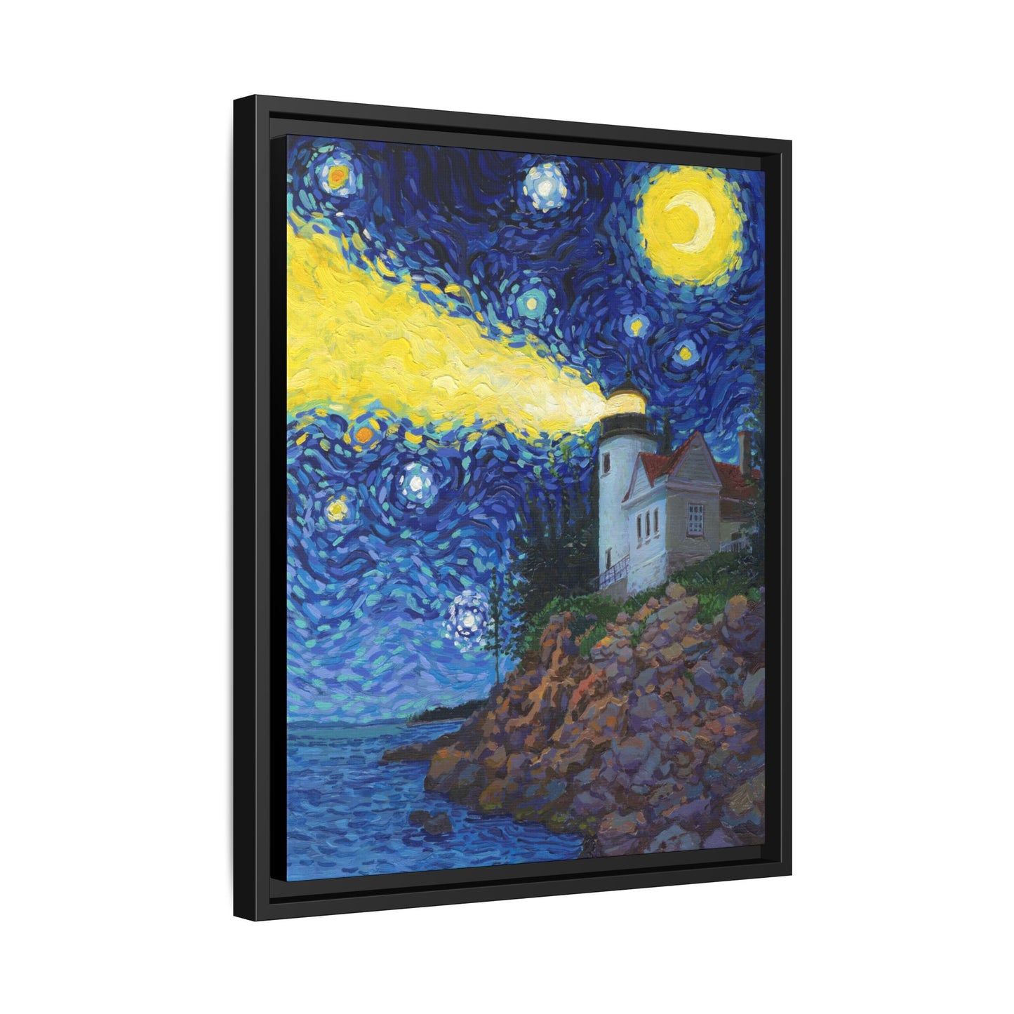 Acadia National Park Framed Canvas - The Starry Night