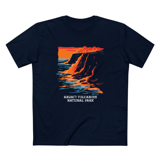Hawaii Volcanoes National Park T-Shirt - Sea Lava Illustration