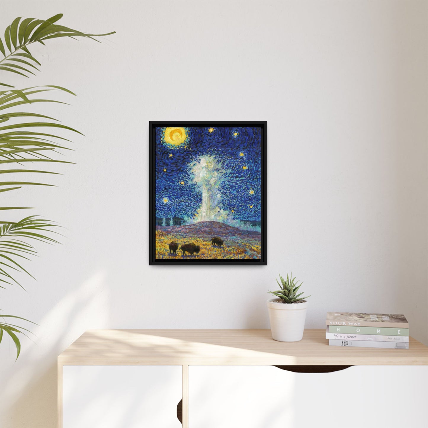 Yellowstone National Park Framed Canvas - The Starry Night