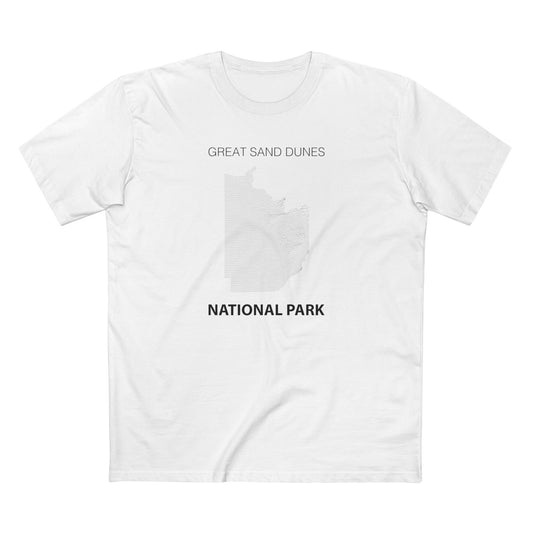 Great Sand Dunes National Park T-Shirt - Topographical Lines in White