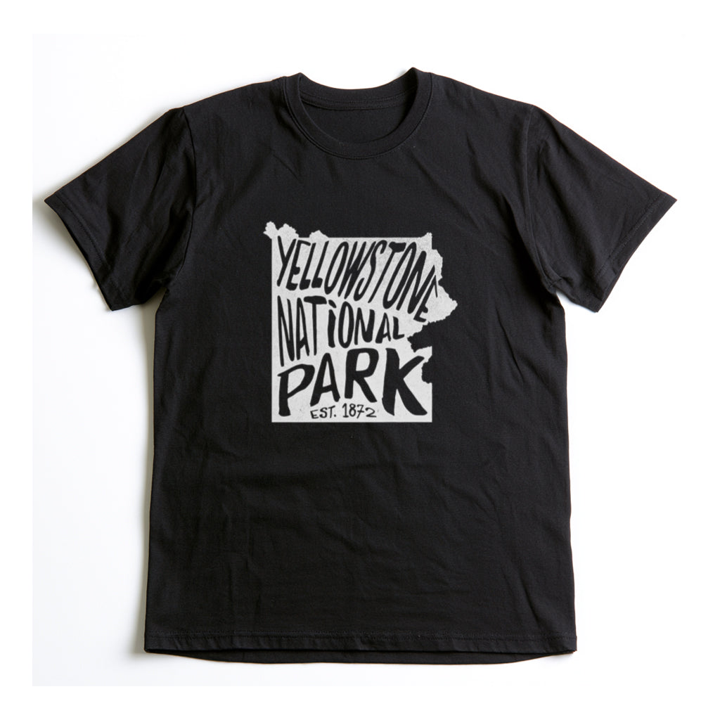 Yellowstone National Park T-Shirt - Map in Black