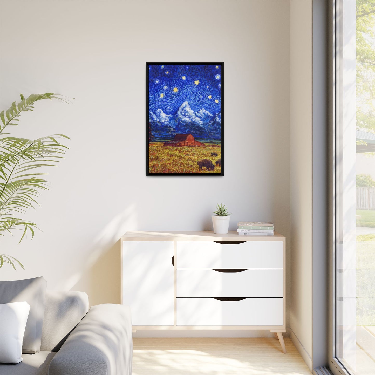 Grand Teton National Park Framed Canvas - The Starry Night