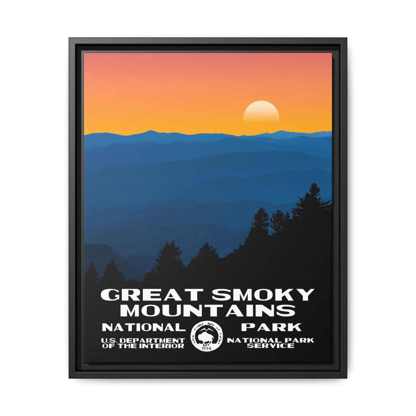 Great Smoky Mountains National Park Framed Canvas - WPA Poster