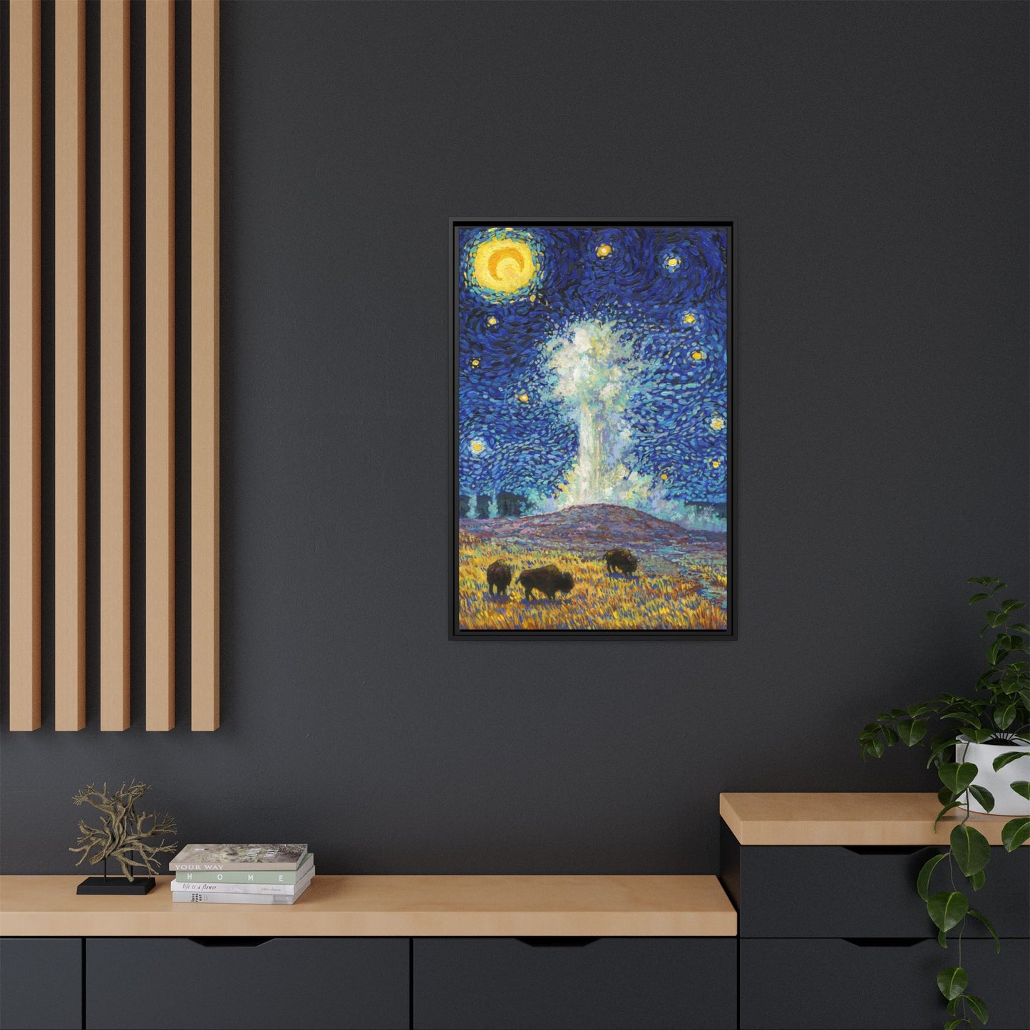 Yellowstone National Park Framed Canvas - The Starry Night