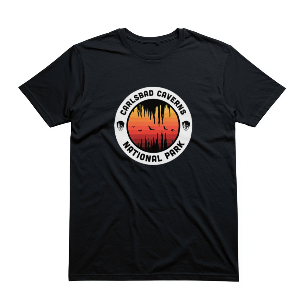 Carlsbad Caverns National Park - Round Badge Design in Black
