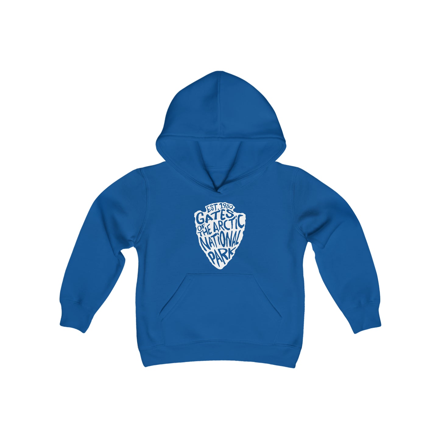Gates of the Arctic National Park Kids Hoodie - Arrowhead Chunky Text