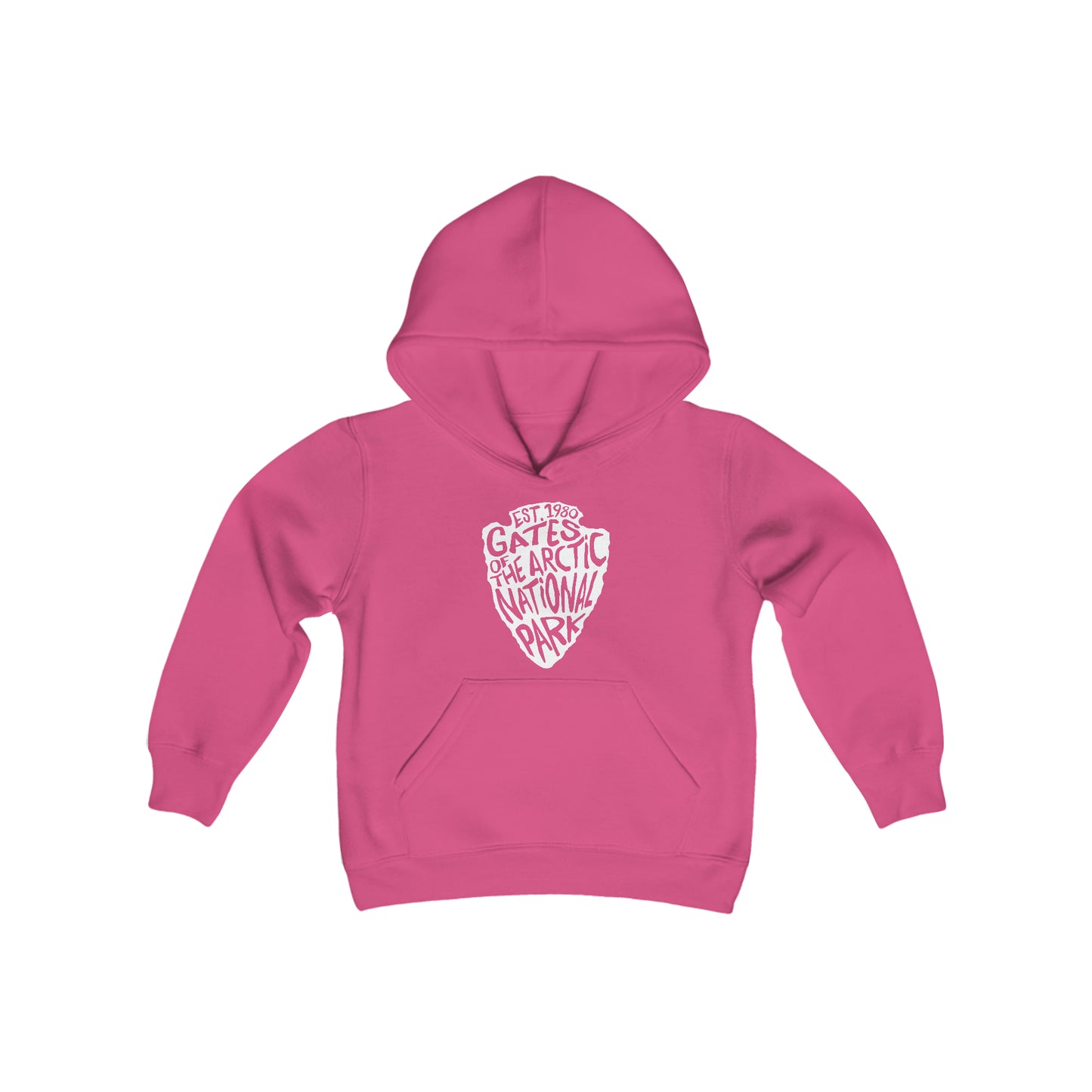 Gates of the Arctic National Park Kids Hoodie - Arrowhead Chunky Text