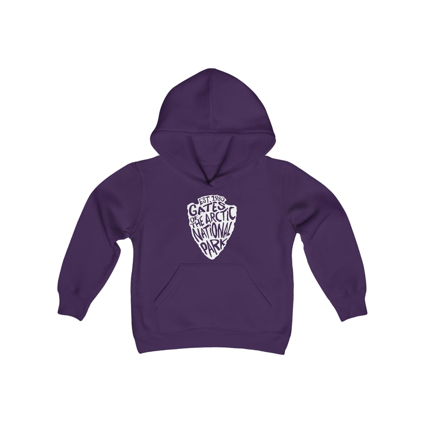 Gates of the Arctic National Park Kids Hoodie - Arrowhead Chunky Text