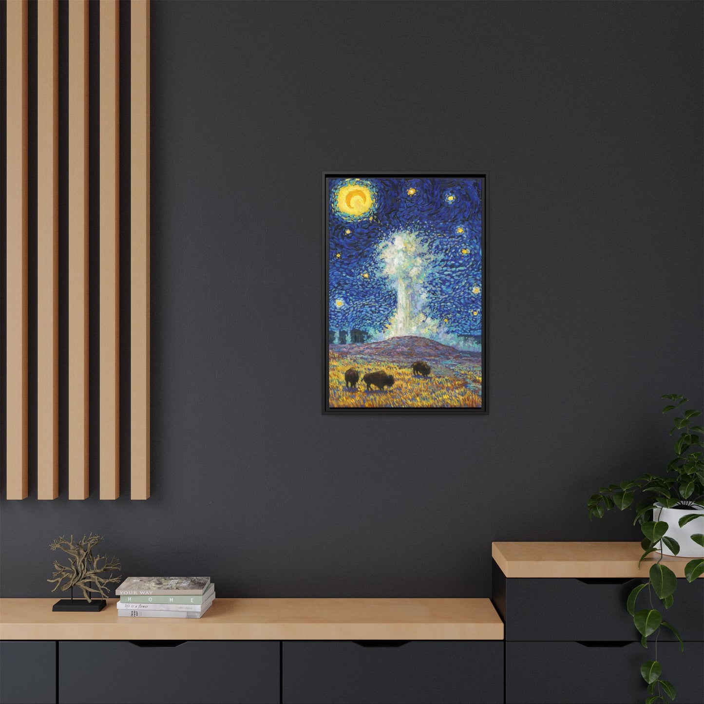 Yellowstone National Park Framed Canvas - The Starry Night