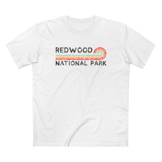 Redwood National Park T-Shirt - Vintage Stretched Sunrise in White