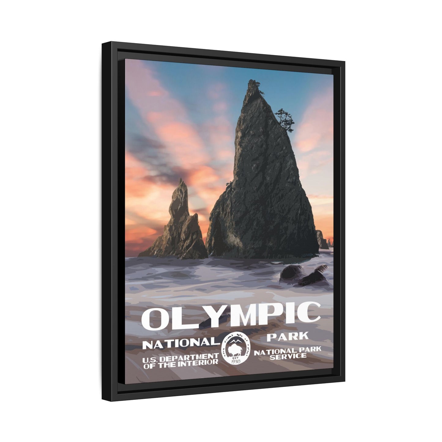 Olympic National Park Framed Canvas - WPA Poster