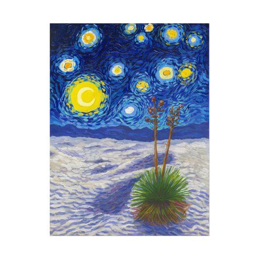 White Sands National Park Park Starry Night Poster - Premium Textured Paper