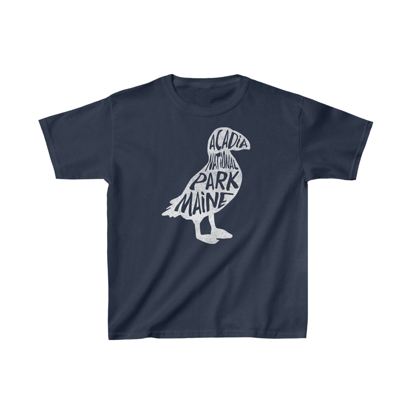 Acadia National Park Child T-Shirt - Puffin Chunky Text