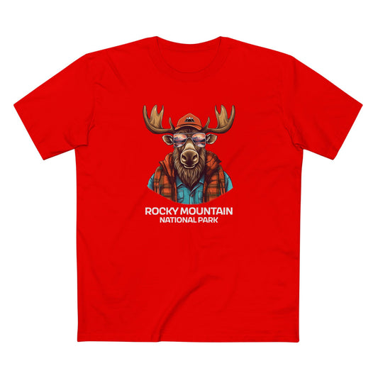 Rocky Mountain National Park T-Shirt - Cool Moose in Red