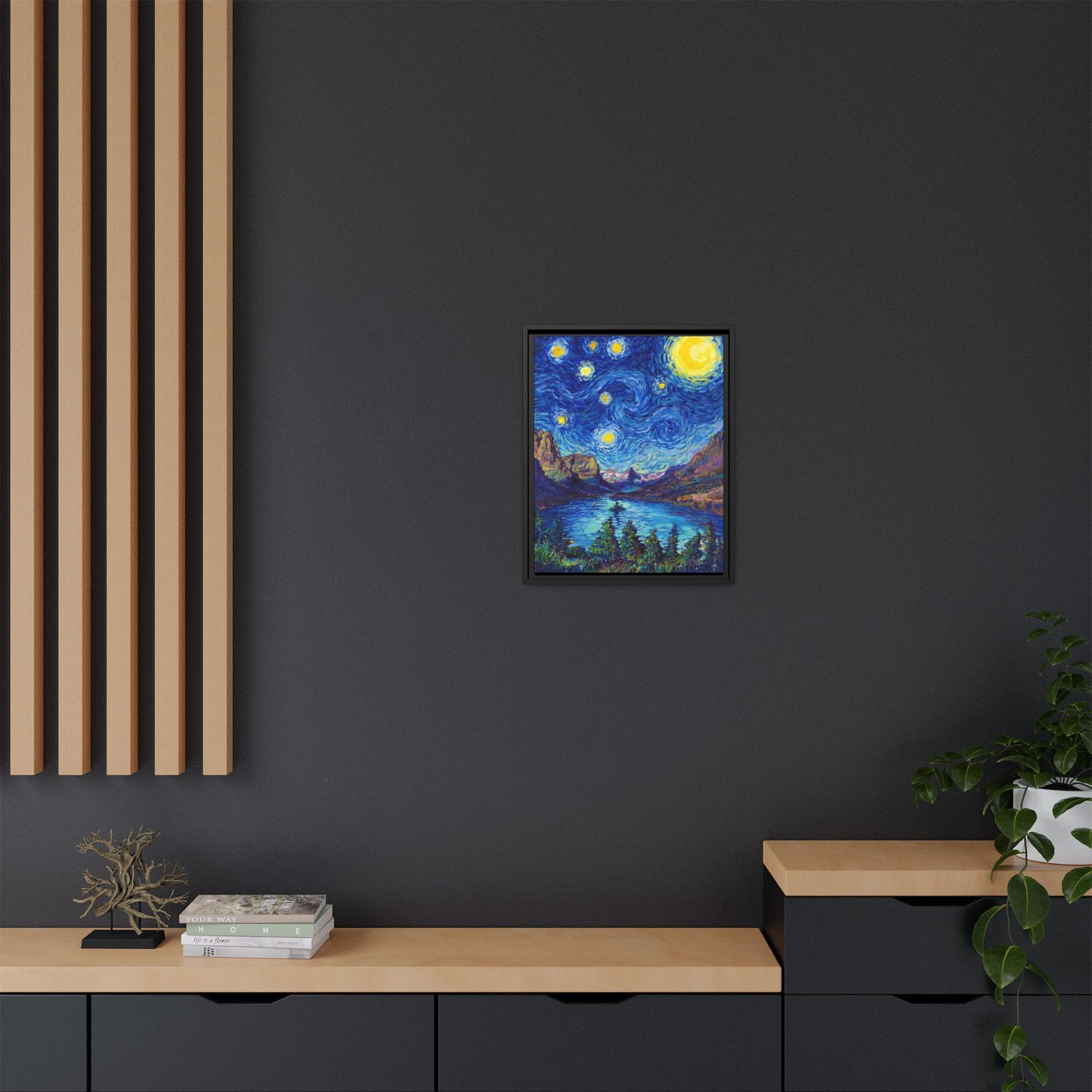 Glacier National Park Framed Canvas - The Starry Night
