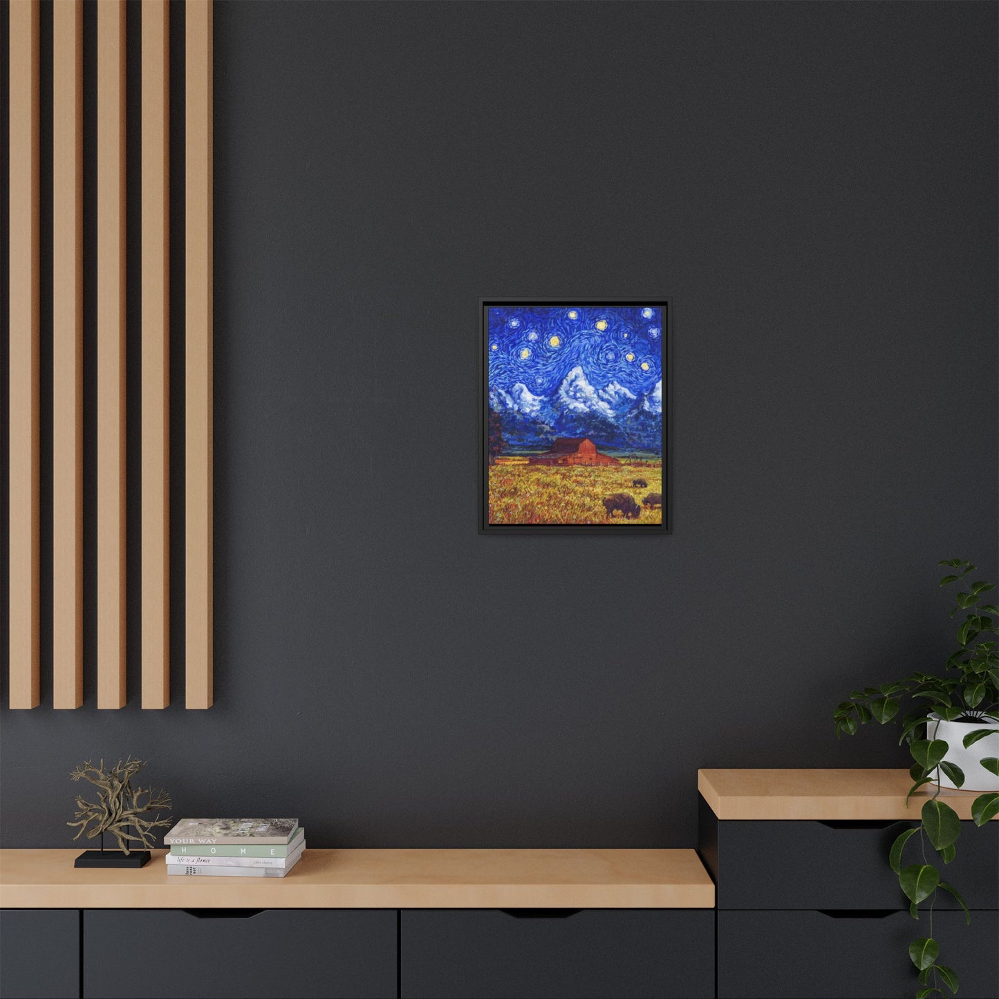 Grand Teton National Park Framed Canvas - The Starry Night