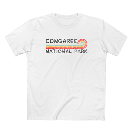 Congaree National Park T-Shirt - Vintage Stretched Sunrise in White