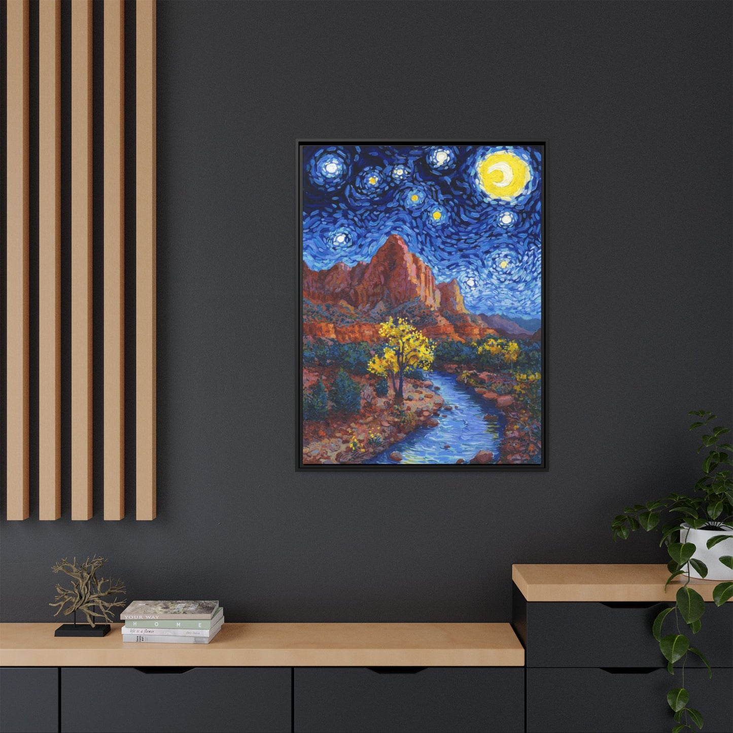 Zion National Park Framed Canvas - The Starry Night