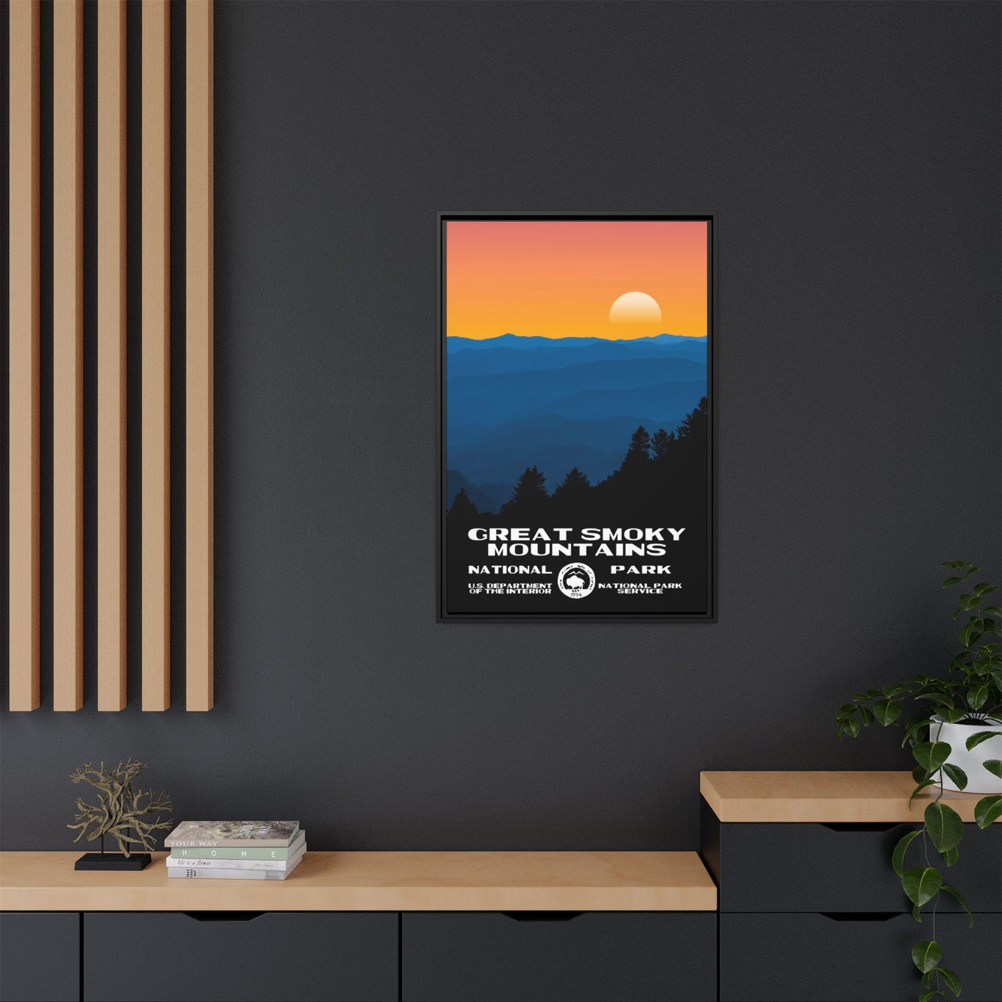Great Smoky Mountains National Park Framed Canvas - WPA Poster