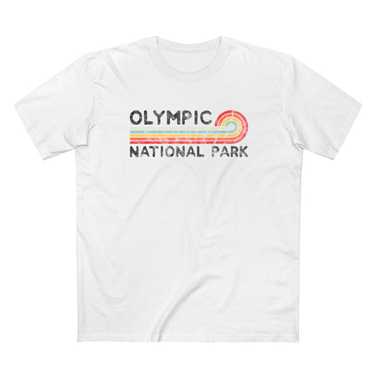 Olympic National Park T-Shirt - Vintage Stretched Sunrise in White