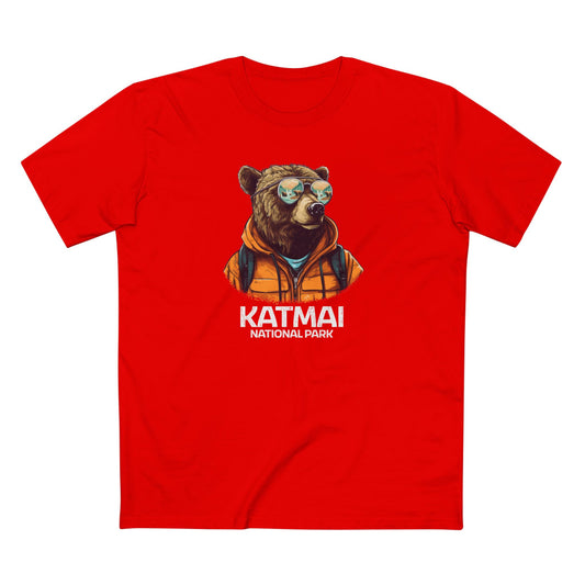 Katmai National Park T-Shirt - Grizzly Bear in Red