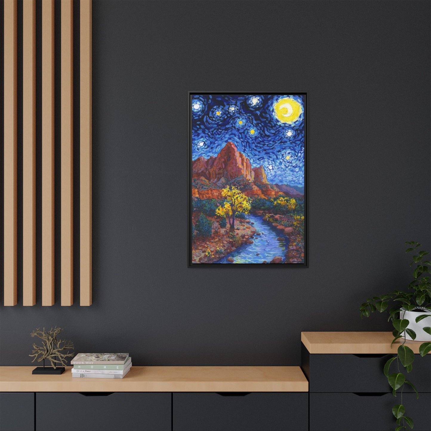 Zion National Park Framed Canvas - The Starry Night