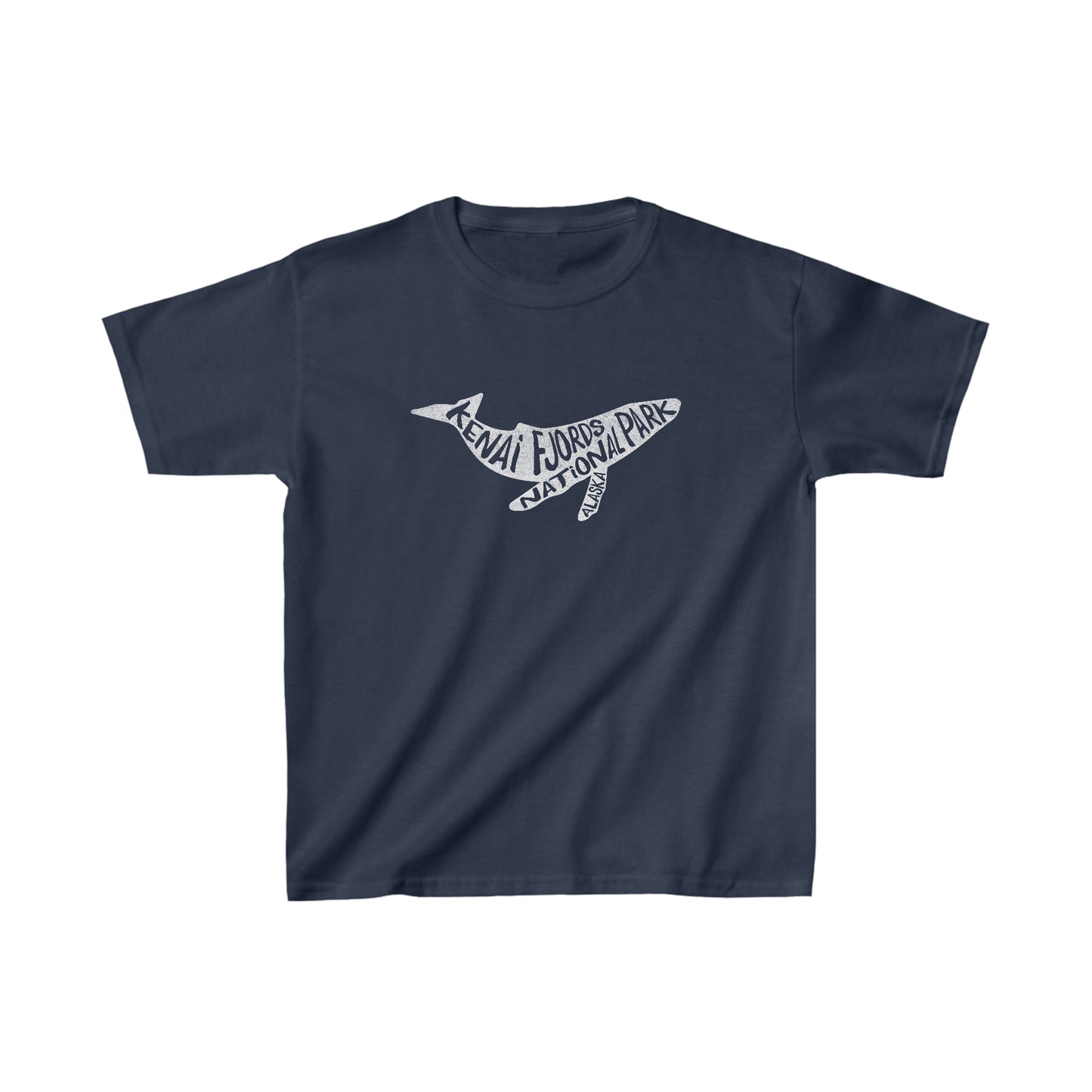 Kenai Fjords National Park Child T-Shirt - Humpback Whale Chunky Text