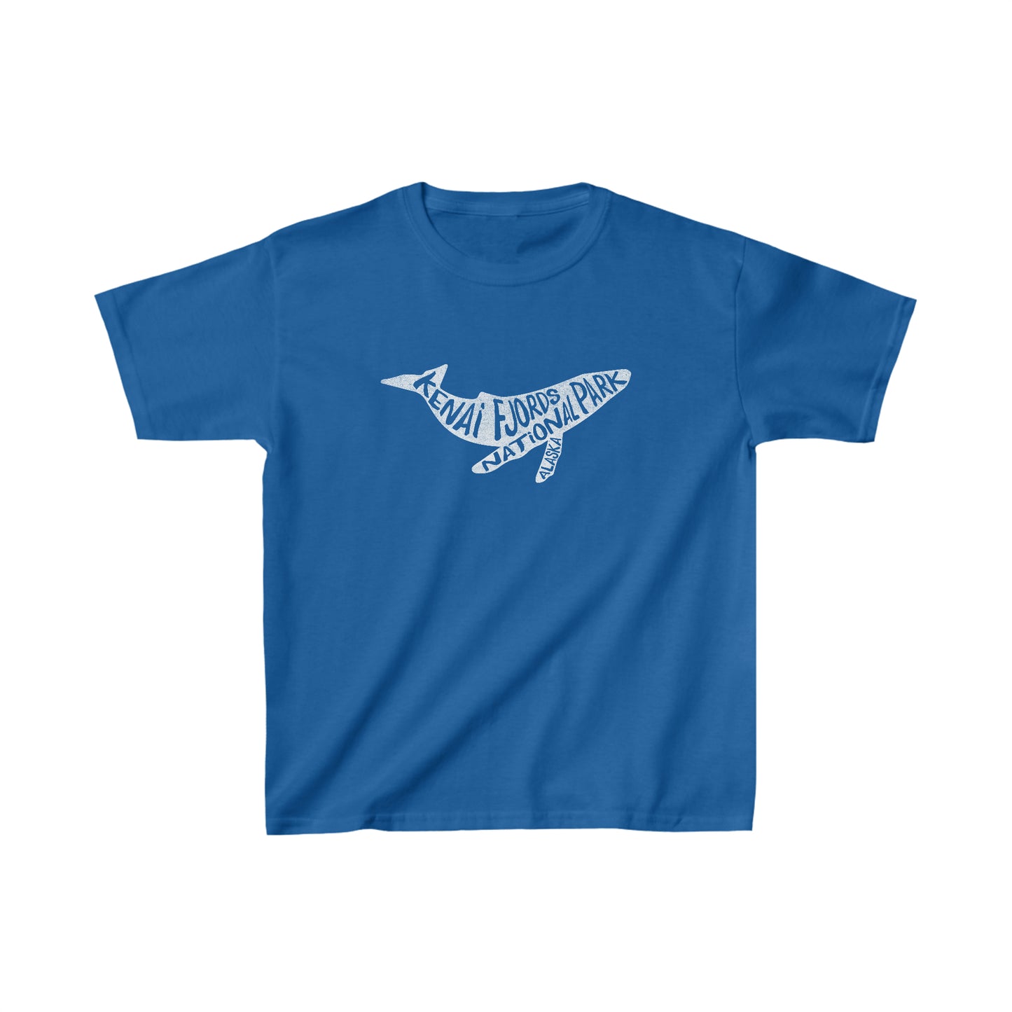 Kenai Fjords National Park Child T-Shirt - Humpback Whale Chunky Text
