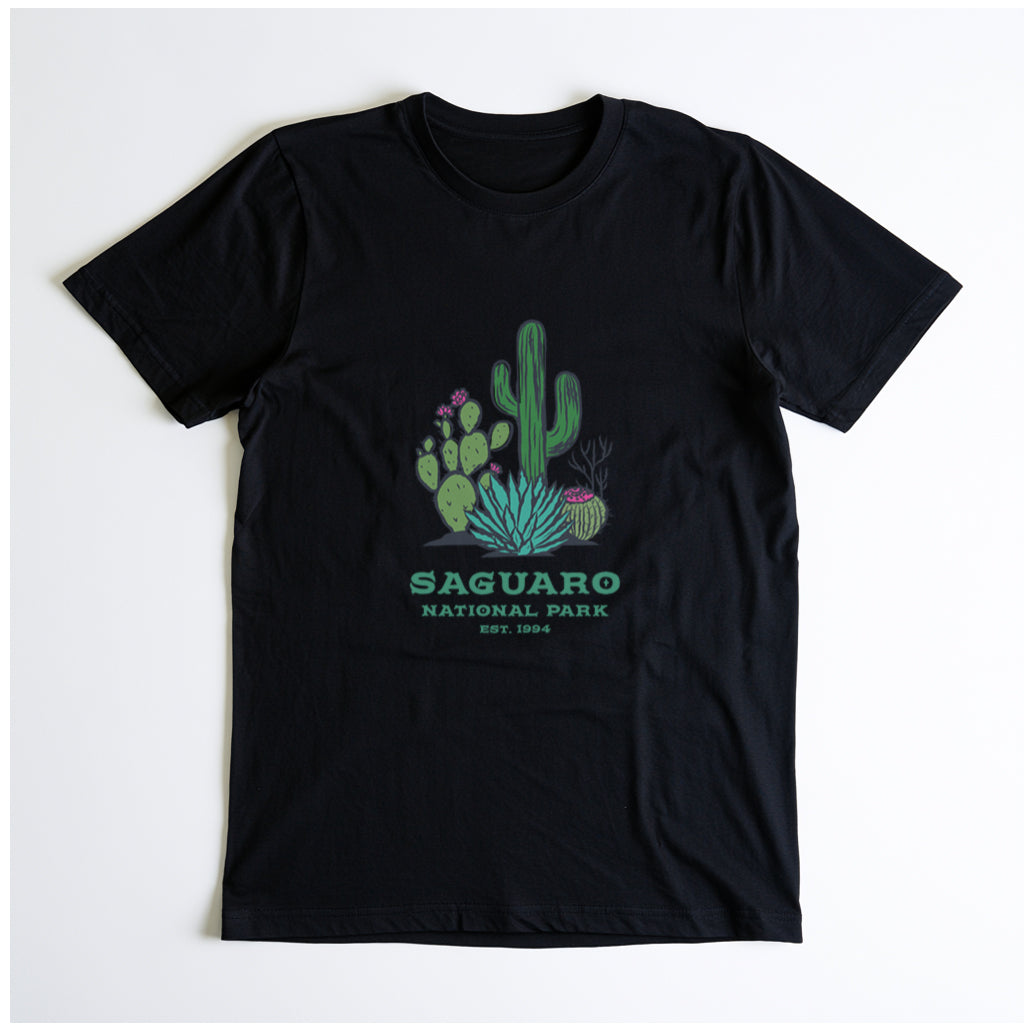 Saguaro National Park T-Shirt - Cacti Graphic in Black