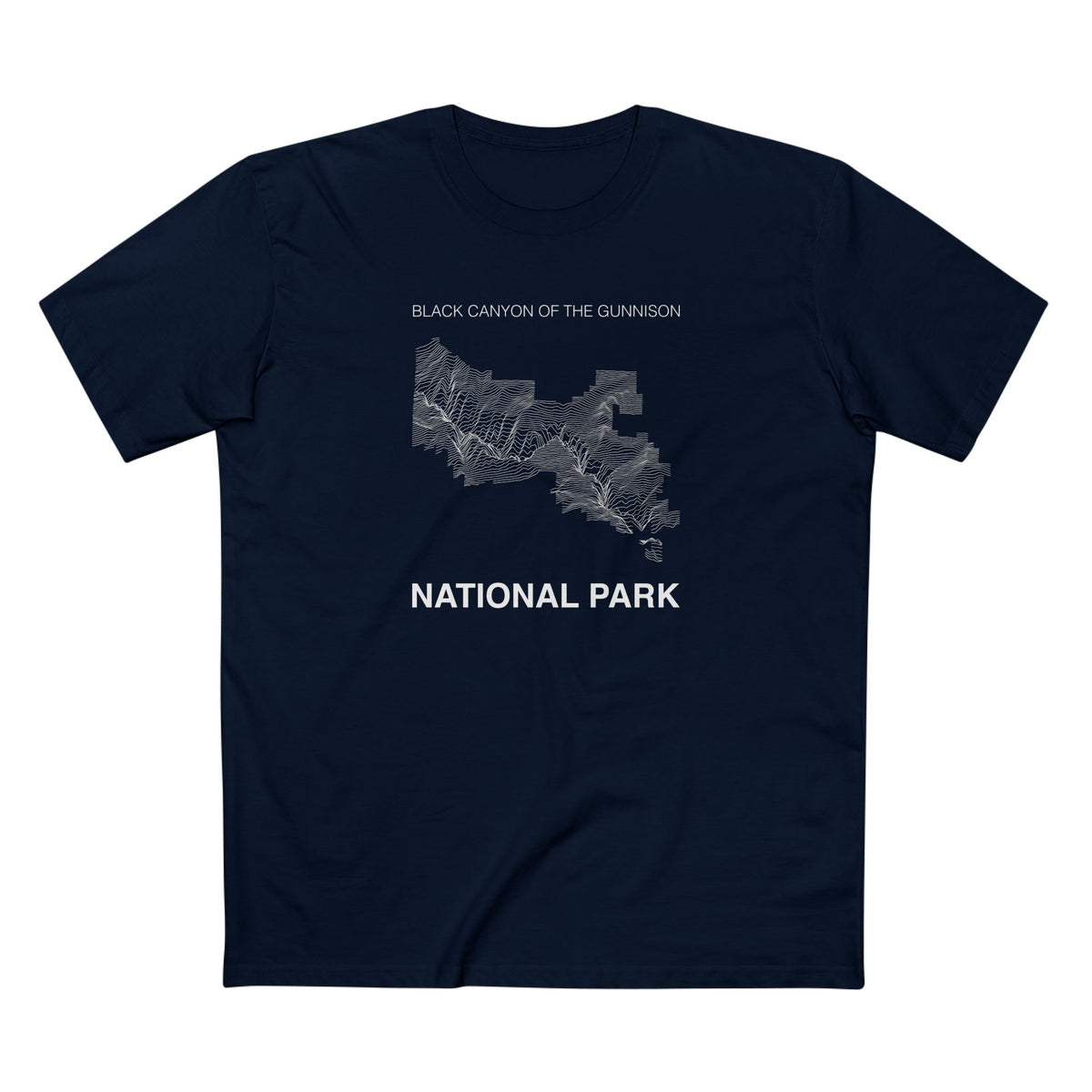 Black Canyon of the Gunnison National Park T-Shirt - Topographical Lines in Navy