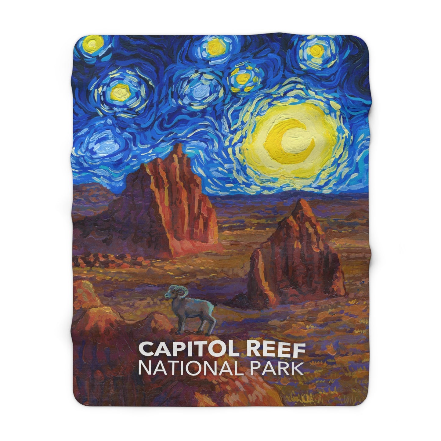 Capitol Reef National Park Sherpa Blanket - The Starry Night