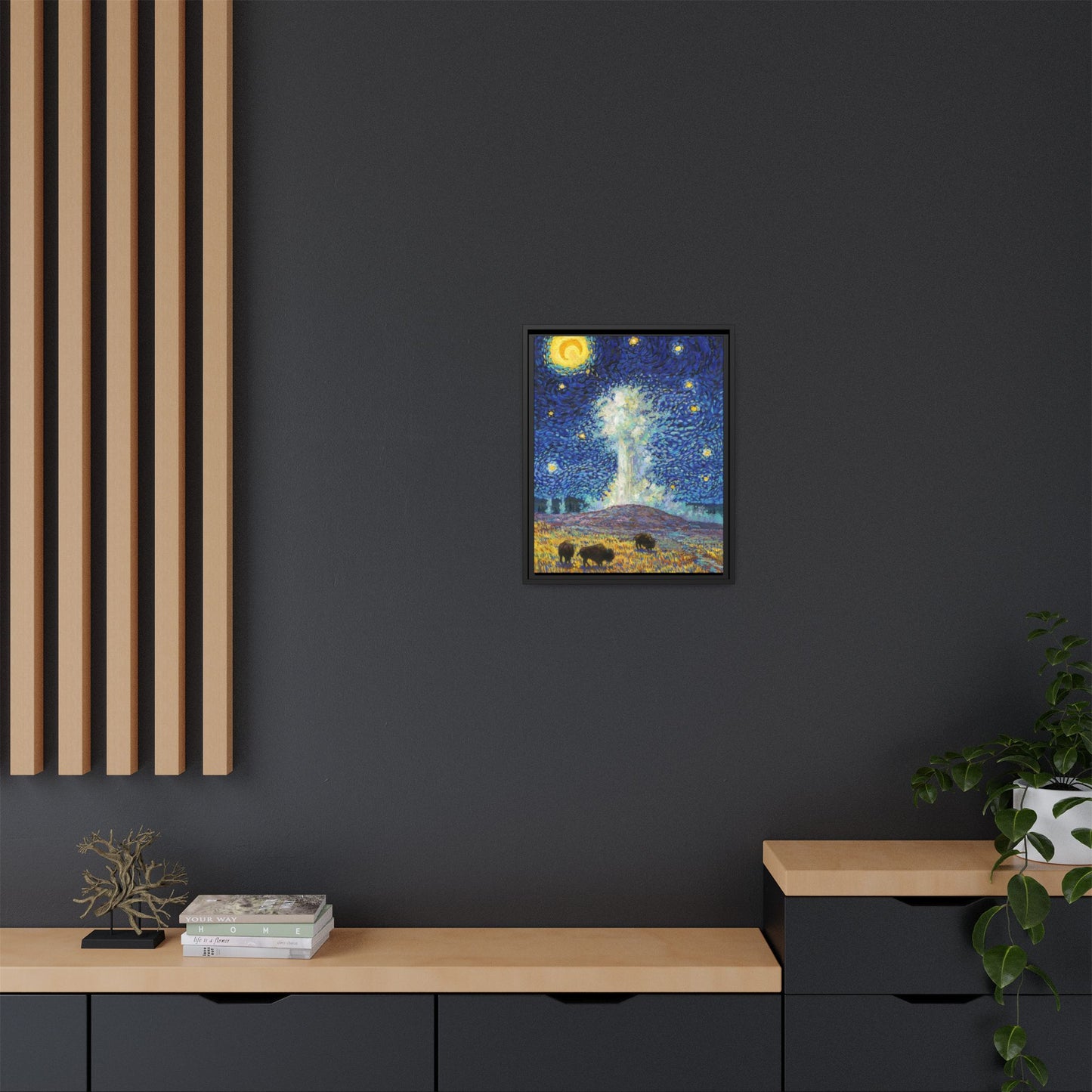 Yellowstone National Park Framed Canvas - The Starry Night
