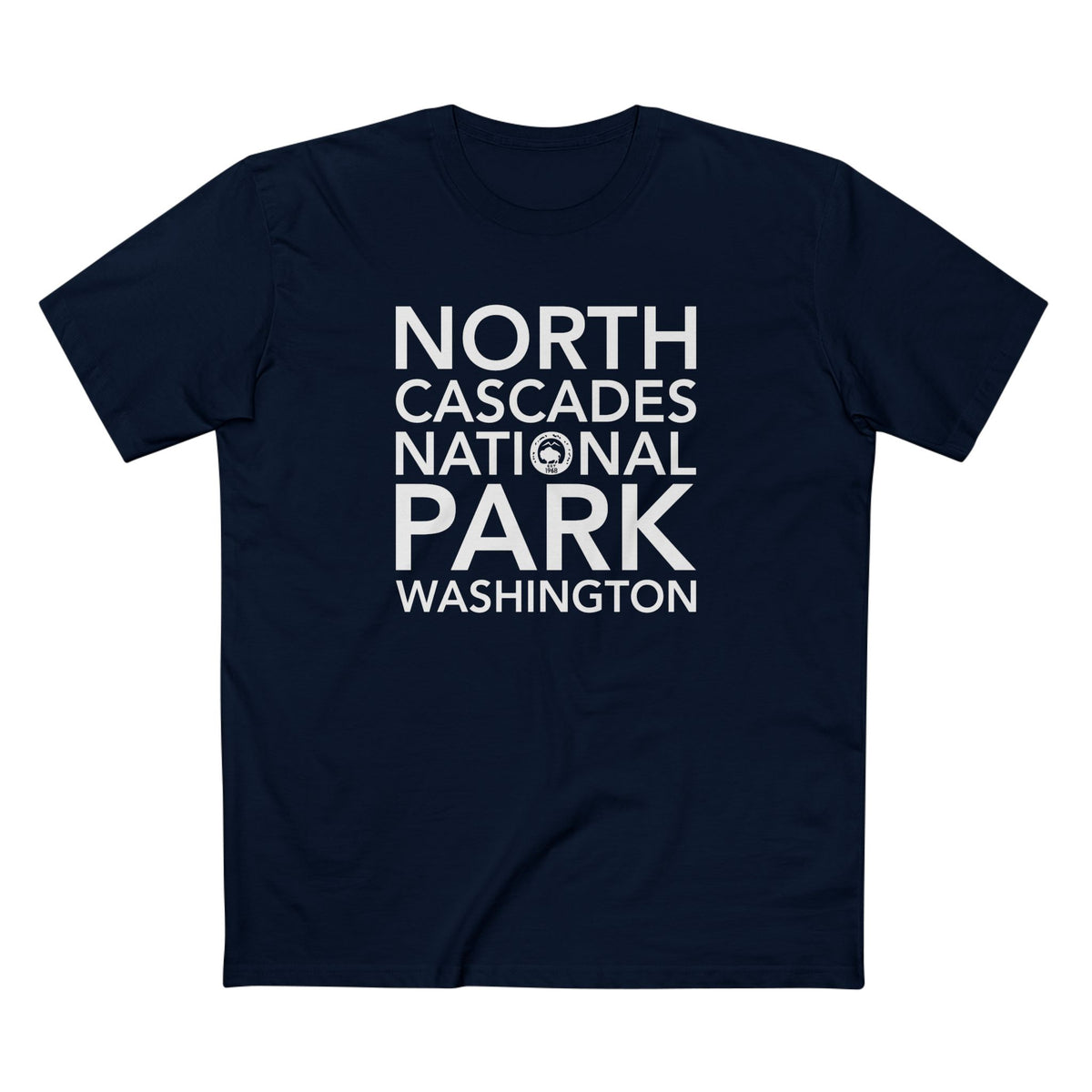 North Cascades National Park T-Shirt Block Text in Navy